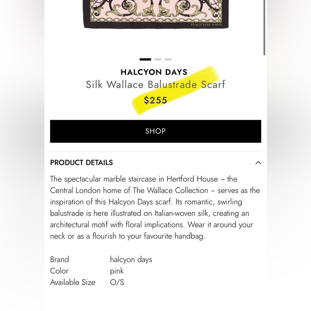 Halcyon Days Pink Silk Wallace Balustrade Scarf - Picture 4 of 5